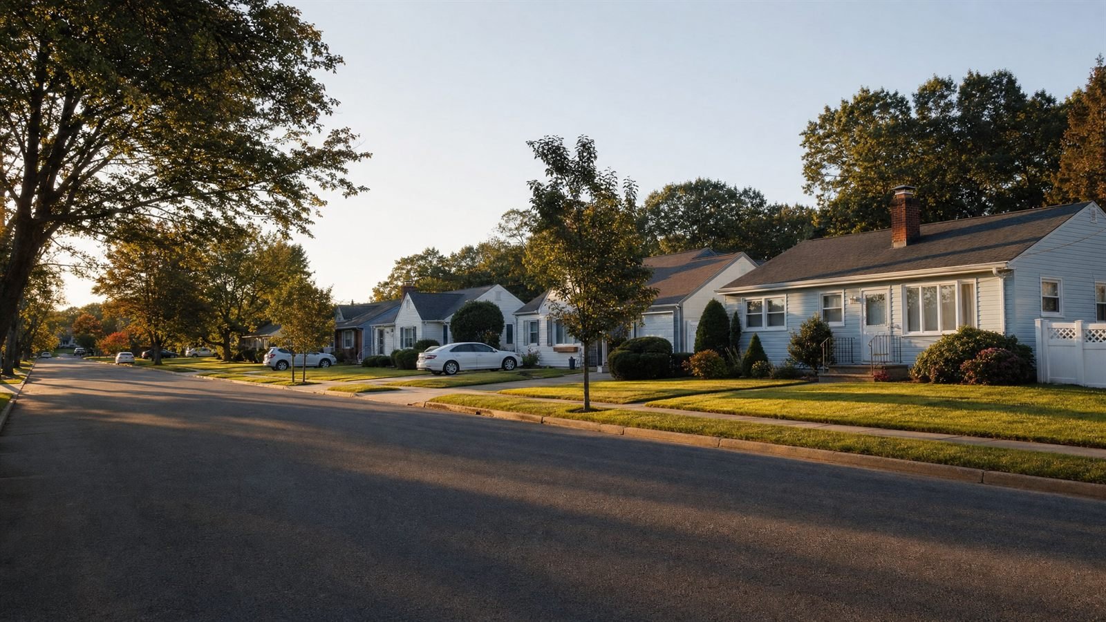 Residential street in Deer Park, New York